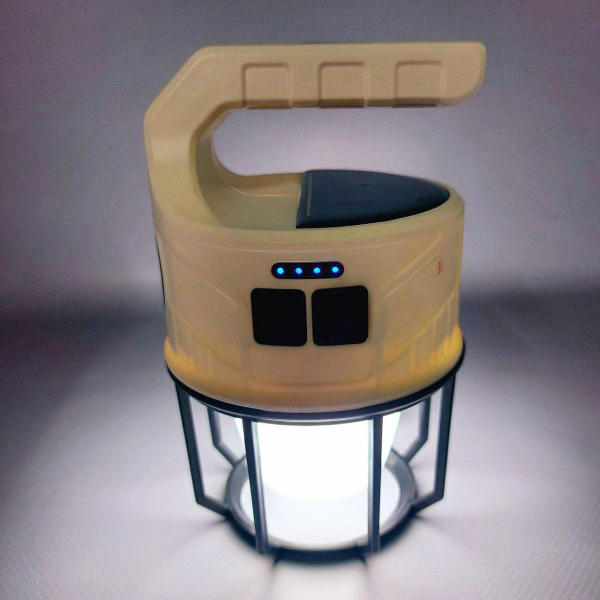Кемпинговый ручной фонарь-лампа Outdoor camping light SL-008 (USB, солнечная батарея, 6 режимов работы, функция powerbank)